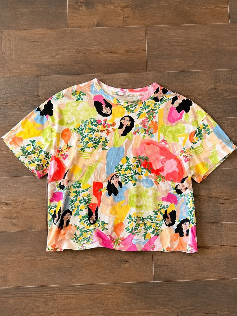 🌼 3/$15 ZARA Artistic Figure & Lemon Print Graphic T-Shirt | Colorful Abstract